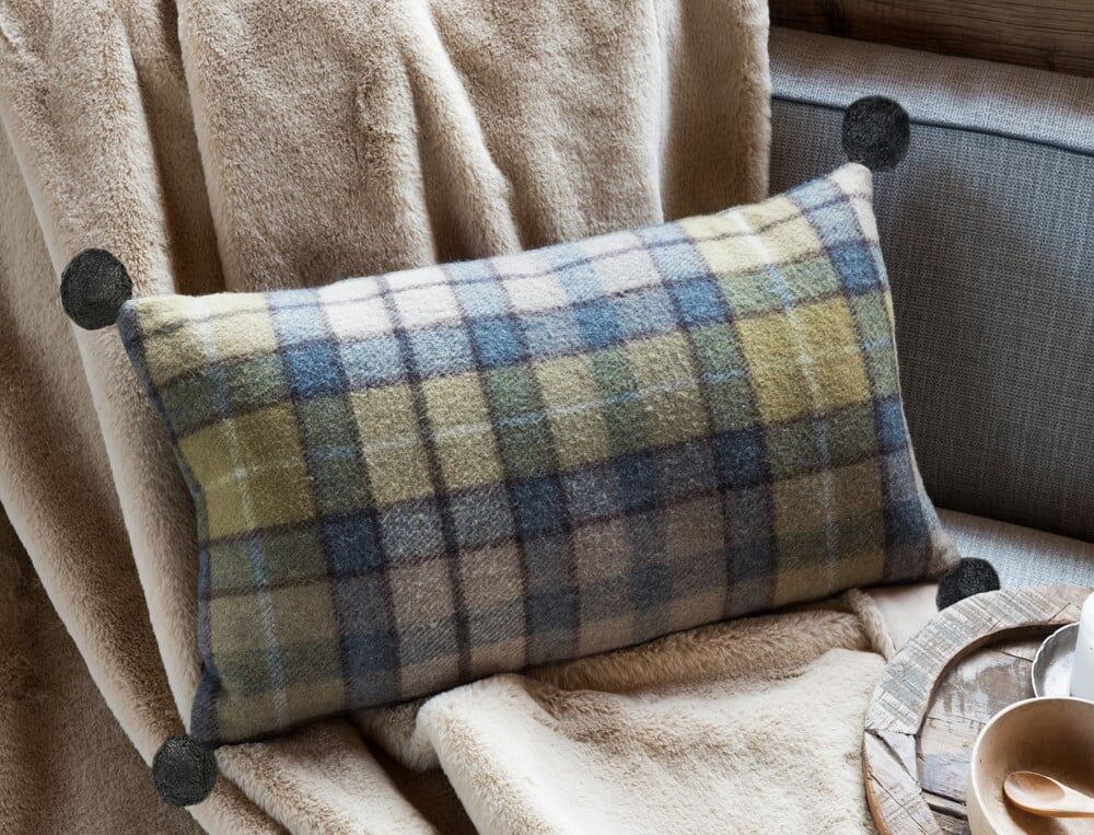 Coussin écossais jaune et taupe - 30x60 cm - Au refuge - Coloris Unique - Linvosges