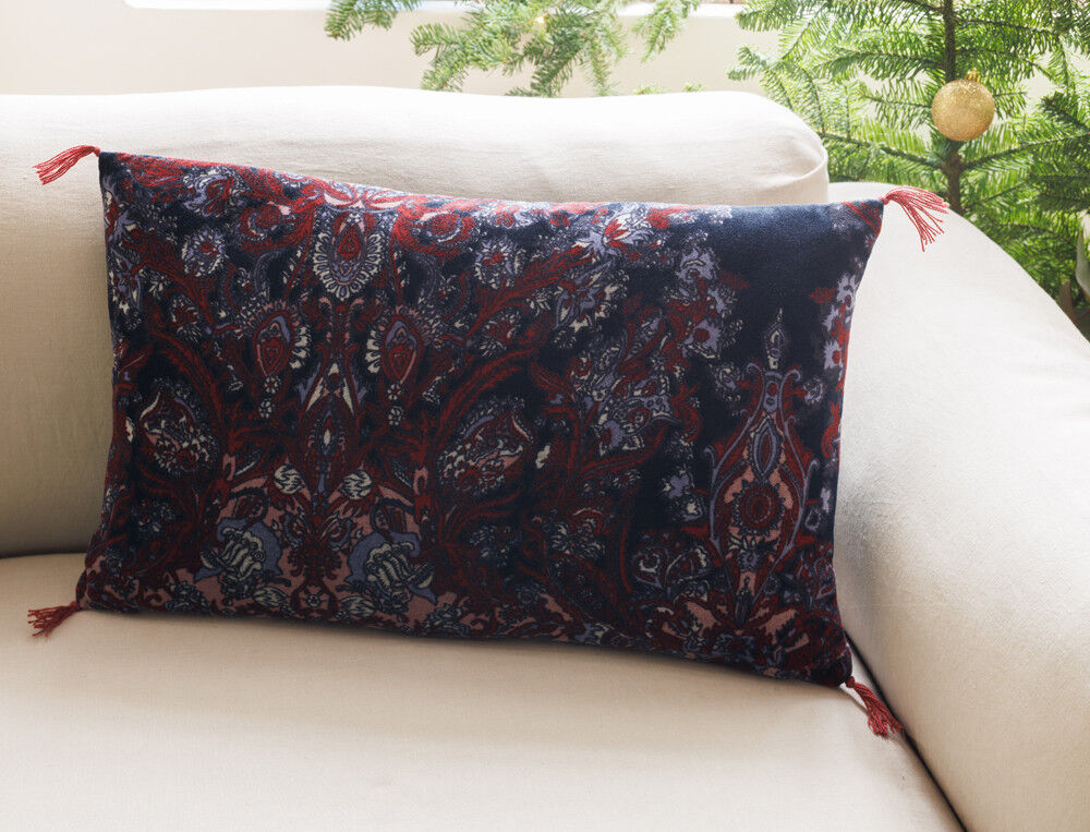 Coussin velours imprimé bleu nuit - 30x50 cm - Barroco - Coloris Unique - Linvosges