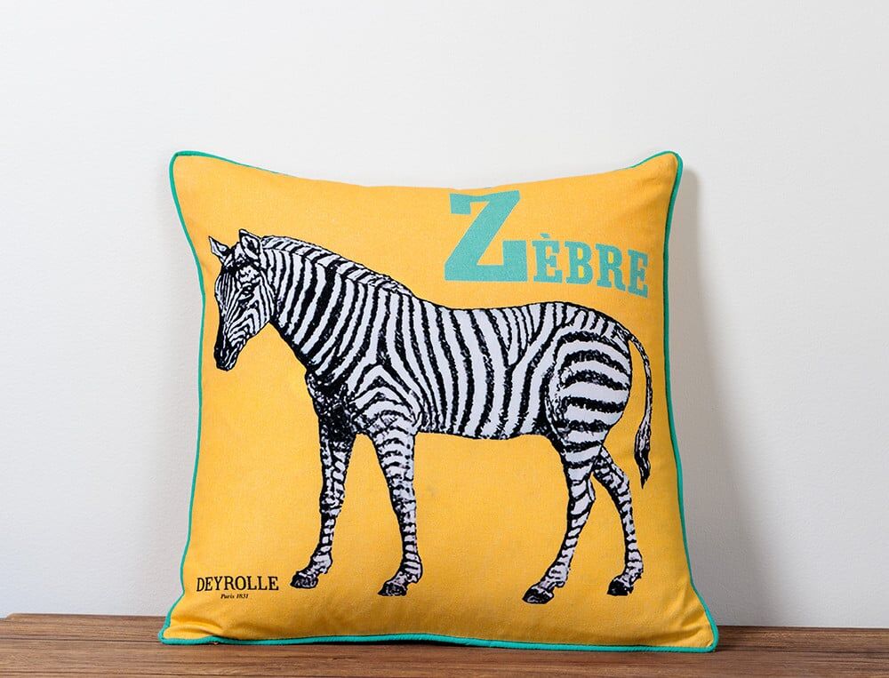 Coussin imprimé Zèbre - 40x40 cm - Deyrolle - Coloris Unique - Linvosges