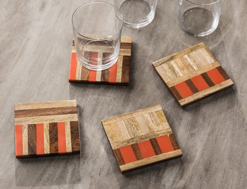 4 dessous de verre - 10x10 cm - Bonne humeur - Coloris Unique - Linvosges