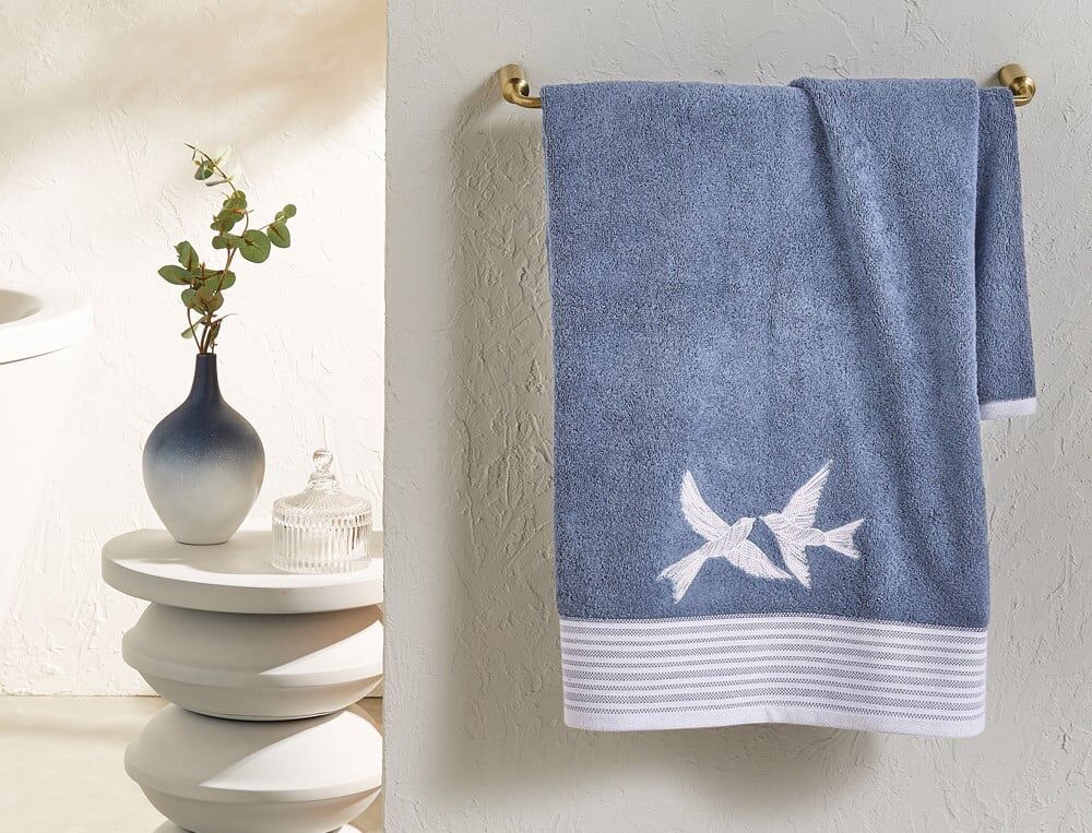 Drap de bain - 70x140 cm - À tire d'aile - Bleu - Linvosges