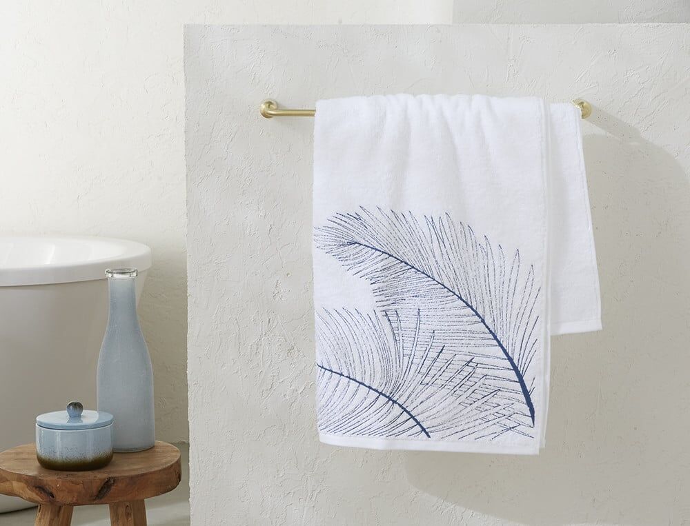 Drap de bain brodé - 100x150 cm - Les alizés - Blanc - Linvosges