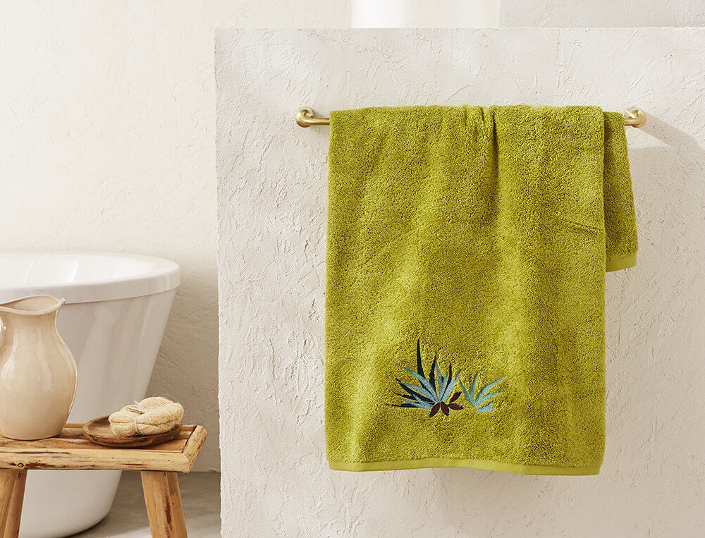 Drap de bain brodé - 70x140 cm - Tonka - Vert Avocat - Linvosges
