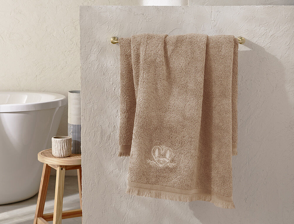 Drap de bain - 100x150 cm - Coeurs de montagne - Bleu Glacier - Linvosges