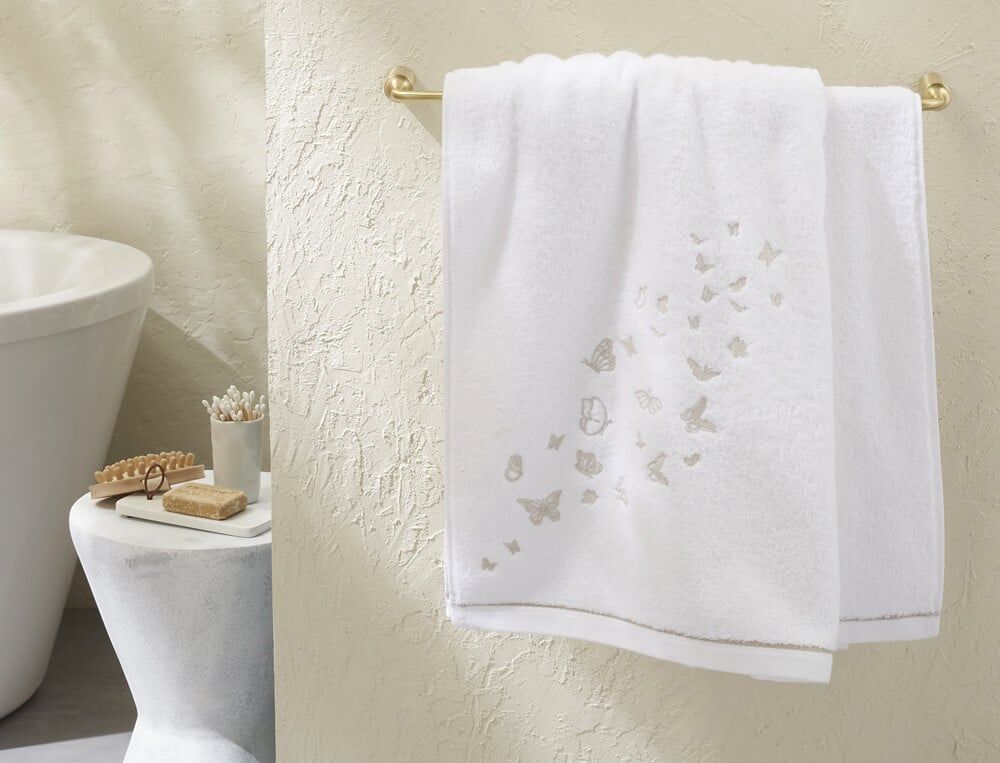 Drap de bain - 70x140 cm - Envolée poétique - Blanc - Linvosges