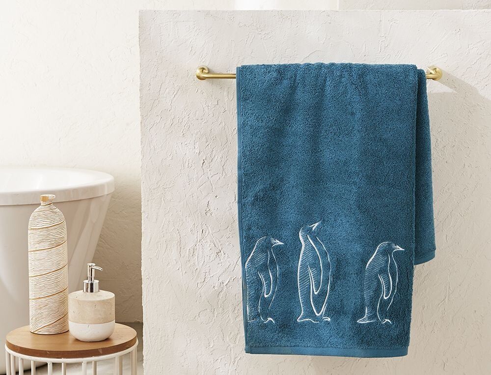 Drap de bain pingouin - 100x150 cm - Sur la banquise - Coloris Unique - Linvosges