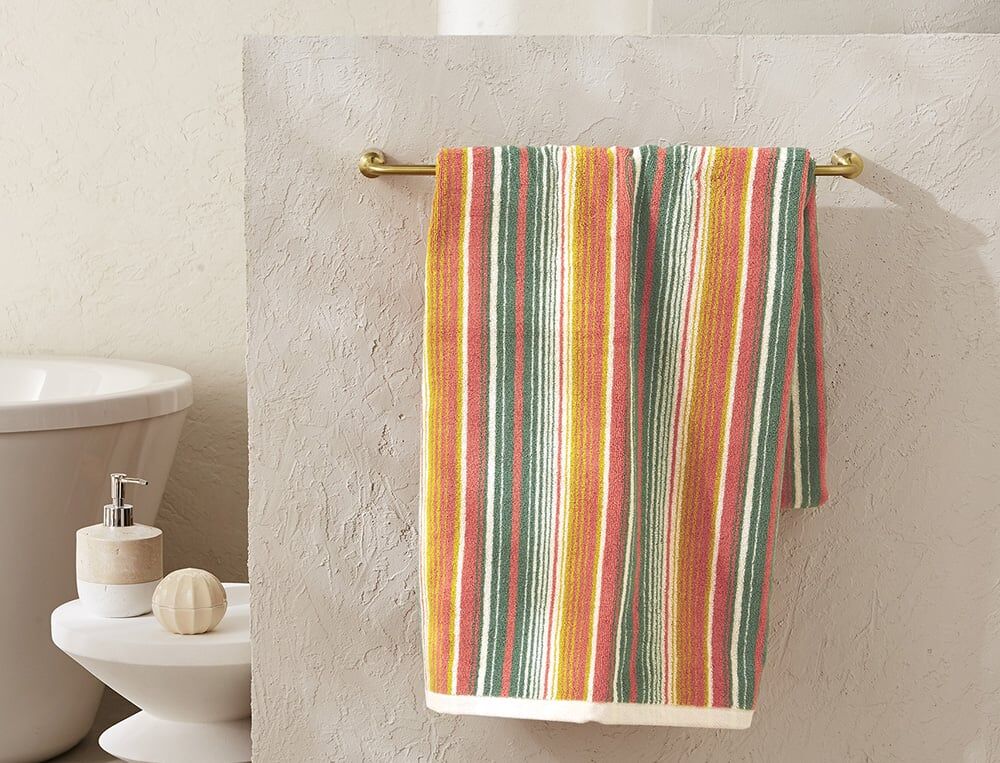 Drap de bain rayé - 70x140 cm - Mandelieu - Vert/bleu - Linvosges
