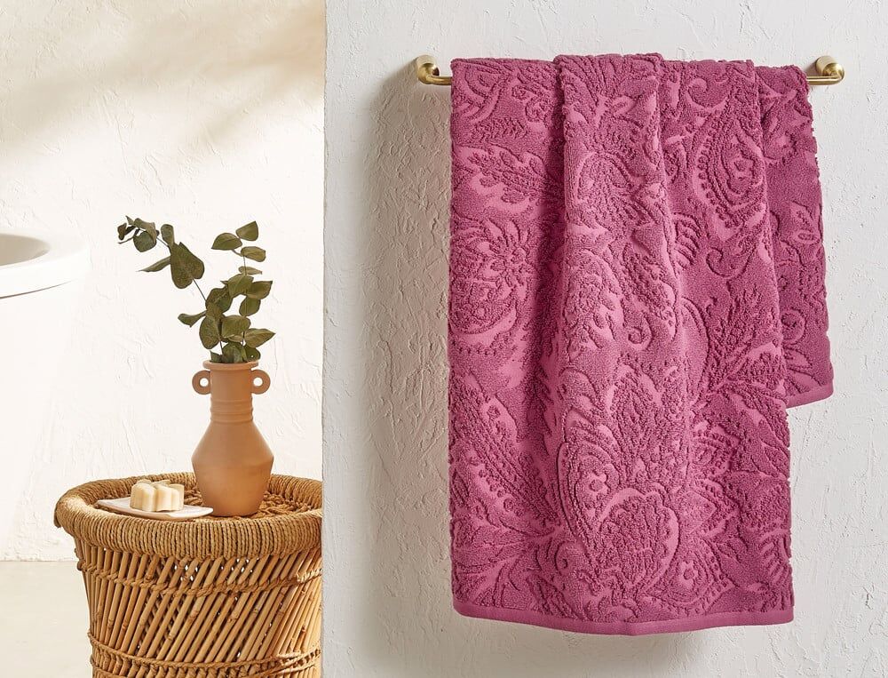 Drap de bain - 100x150 cm - Samarcande - Framboise - Linvosges