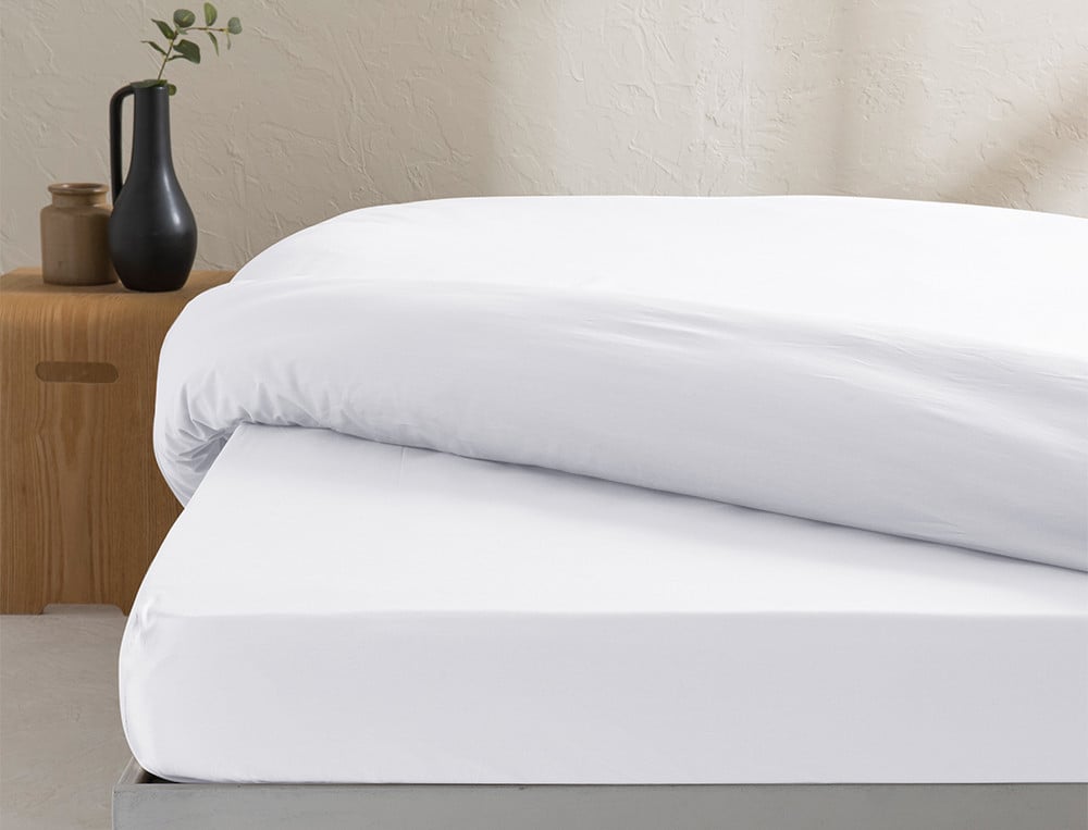 Drap-housse 2 pers. bonnet 45cm - 140x190 cm - Percale - Blanc - Linvosges