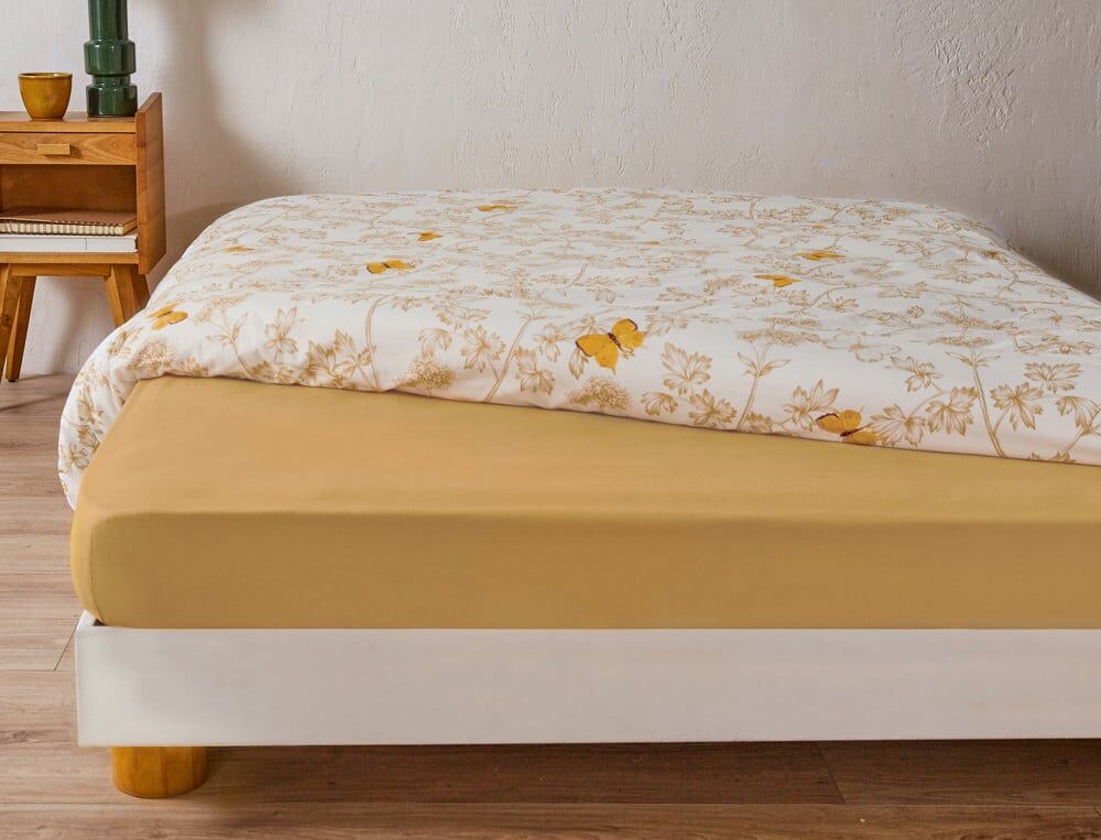Drap-housse 2 pers. bonnet 35 cm - 180x200 cm - De fleur en fleur - Coloris Unique - Linvosges