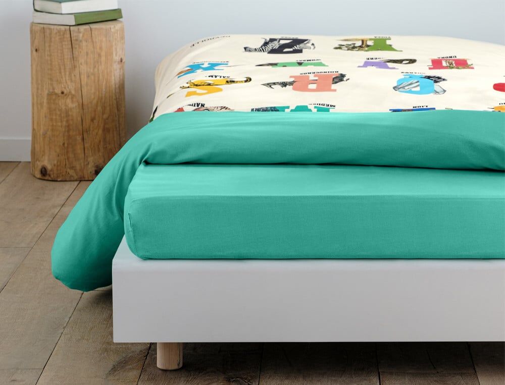 Drap-housse 1 pers. bonnet 35 cm - 90x190 cm - Deyrolle - Coloris Unique - Linvosges