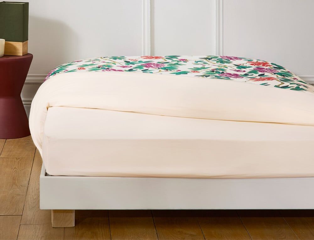 Drap-housse 2 pers. bonnet 35 cm - 160x200 cm - Fleurs persanes - Coloris Unique - Linvosges