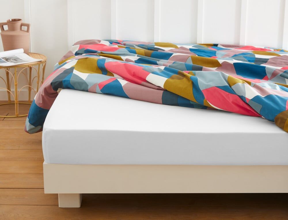 Drap-housse 2 personnes bonnet 35 cm - 140x190 cm - Folk pop - Coloris Unique - Linvosges
