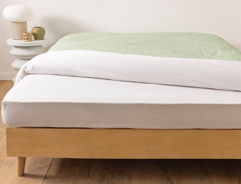 Drap-housse 2 pers. bonnet 35 cm - 160x200 cm - Menthe à l?eau - Coloris Unique - Linvosges