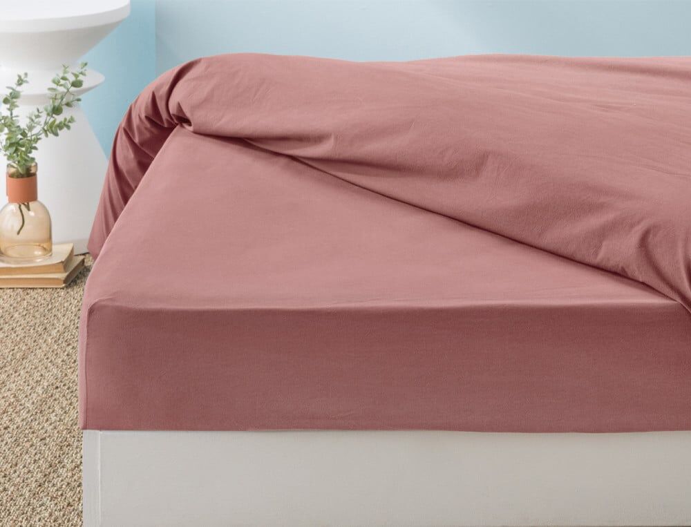 Drap-housse 1 pers. bonnet 35cm - 90x190 cm - Percale lavée - Vert Amande - Linvosges