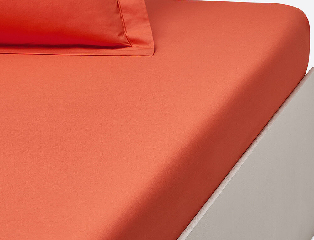 Drap housse orange terracotta TPR jersey extensible 2x80x200