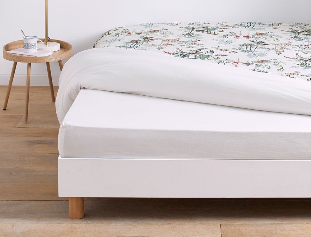 Drap-housse 2 pers. bonnet 35cm - 160x200 cm - Soleil levant - Coloris Unique - Linvosges