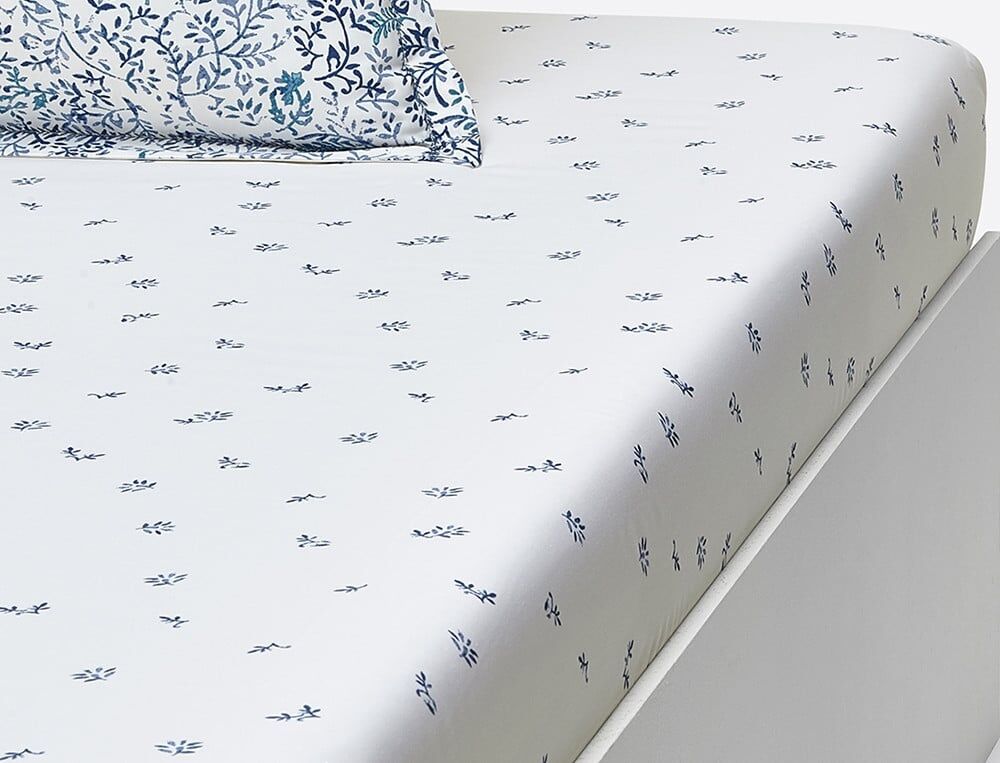 Drap-housse 2 personnes bonnet 35 cm - 160x200 cm - Un brin de poésie - Coloris Unique - Linvosges