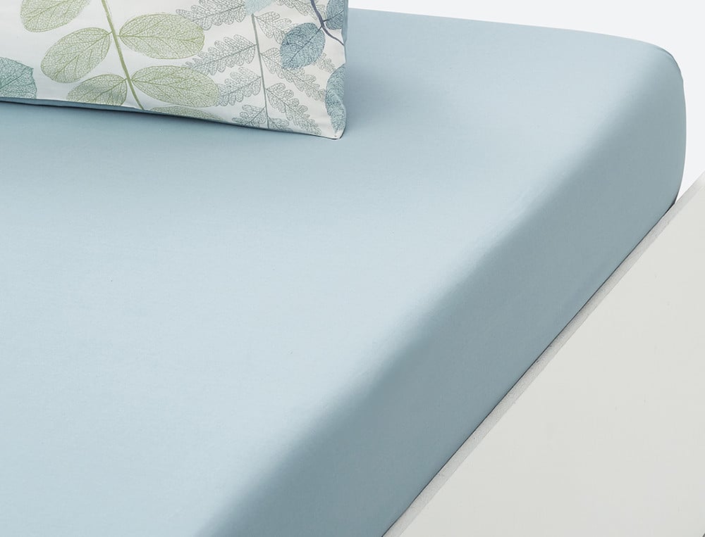 Drap-housse 1 personne bonnet 35 cm - 90x190 cm - Vert feuillage - Coloris Unique - Linvosges