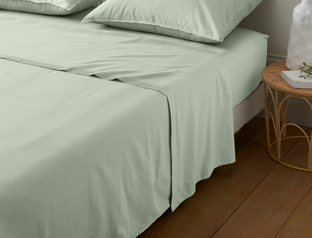 Drap 1 pers. - 180x300 cm - Satin lavé - Citron Vert - Linvosges