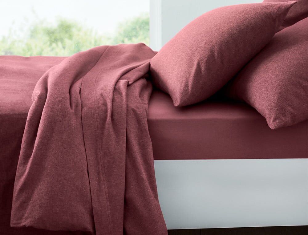 Housse de couette 2 pers. - 200x200 cm - Flanelle tissé-teint - Bordeaux - Linvosges