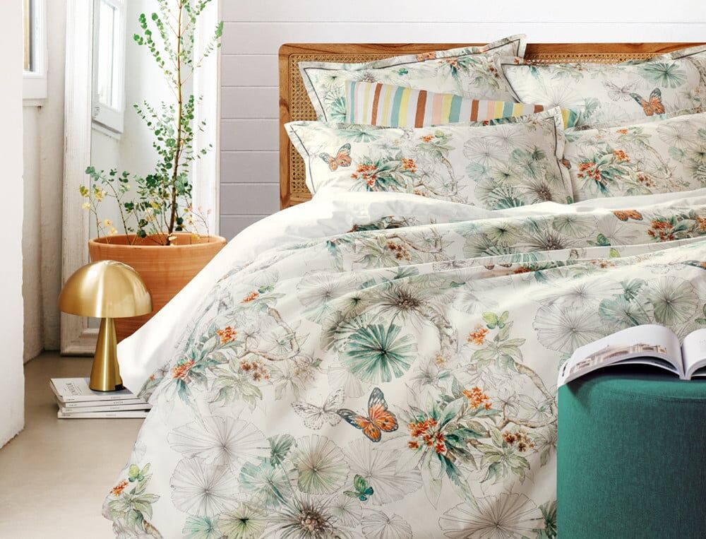 Drap-housse 2 personnes bonnet 35 cm - 160x200 cm - L'Ile des papillons - Coloris Unique - Linvosges