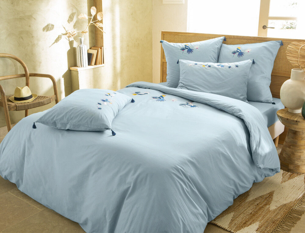 Drap-housse 1 pers. bonnet 35 cm - 90x200 cm - Oiseaux de paradis - Coloris Unique - Linvosges