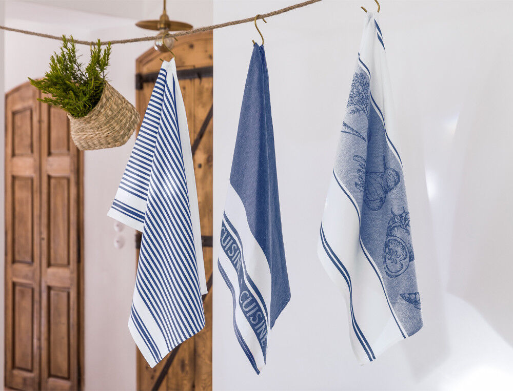 3 torchons - 50x70 cm - Chef - Bleu - Linvosges