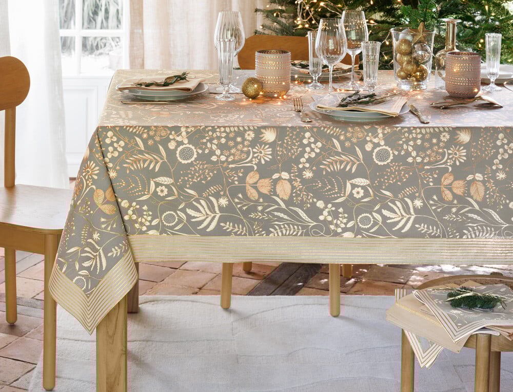 Nappe carrée - 160x160 cm - D'or et de fleurs - Coloris Unique - Linvosges
