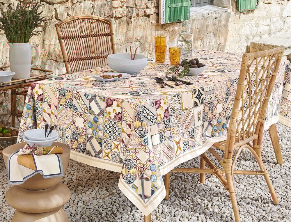 Nappe rectangulaire - 170x300 cm - Azulejos - Coloris Unique - Linvosges