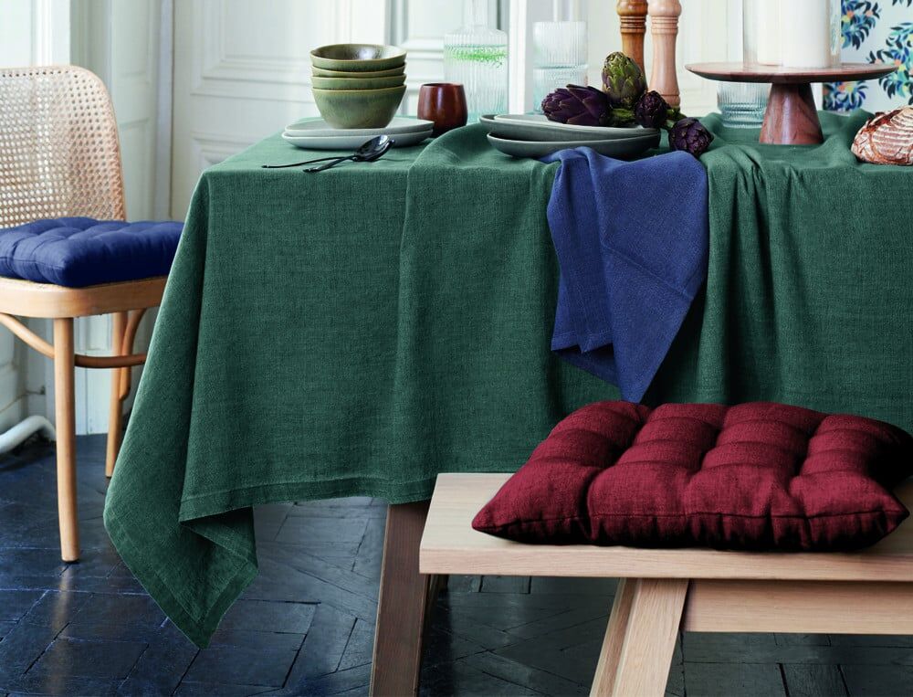 Nappe rectangulaire - 160x250 cm - Pause déjeuner - Lie De Vin - Linvosges