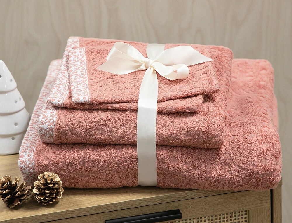 1 serviette + 1 drap de bain + 2 gants - taille unique - Séville - Rose - Linvosges