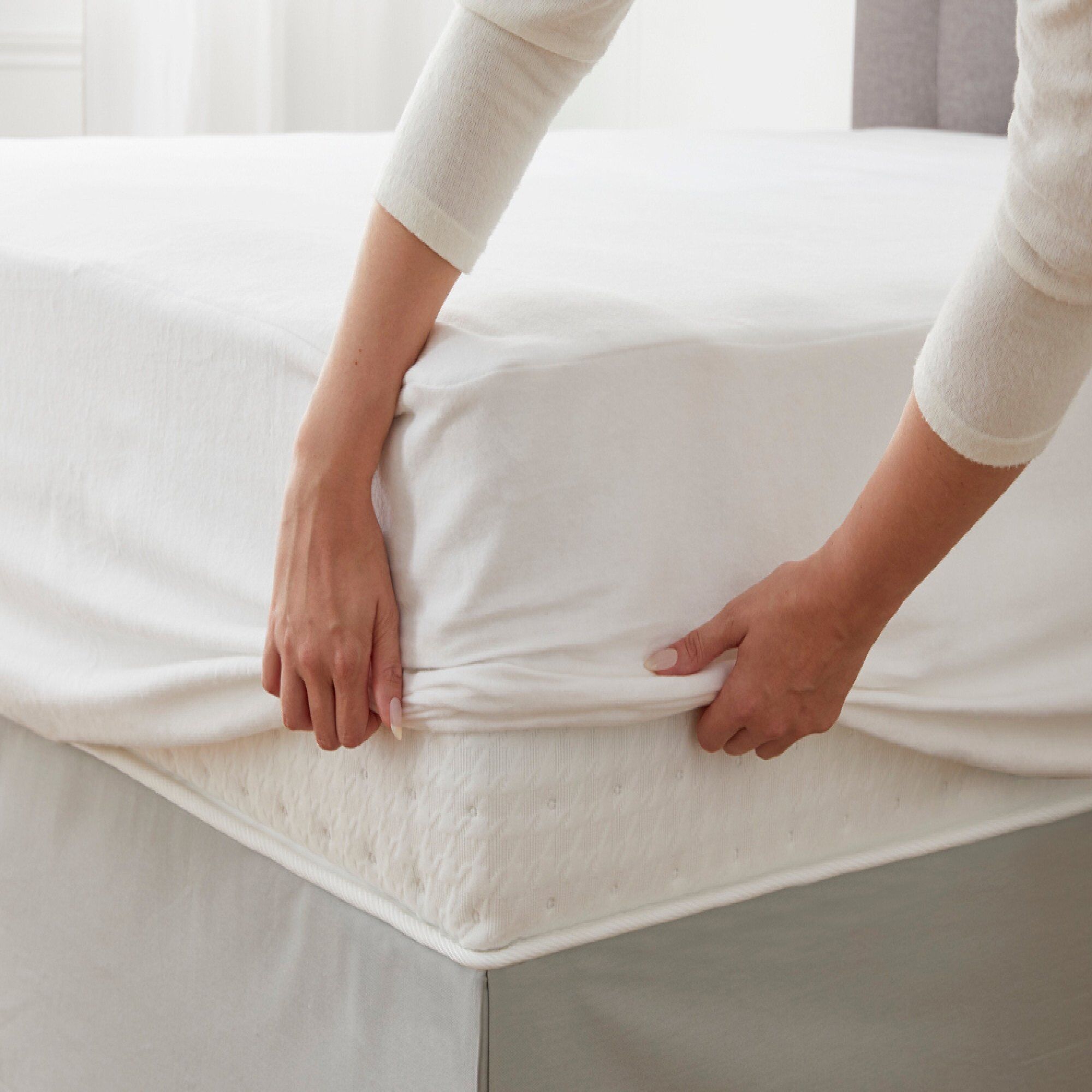 Pack 2 protège-matelas 2 pers. forme plateau - 140x200 cm - Molleton 400g/m2 - Blanc - Linvosges