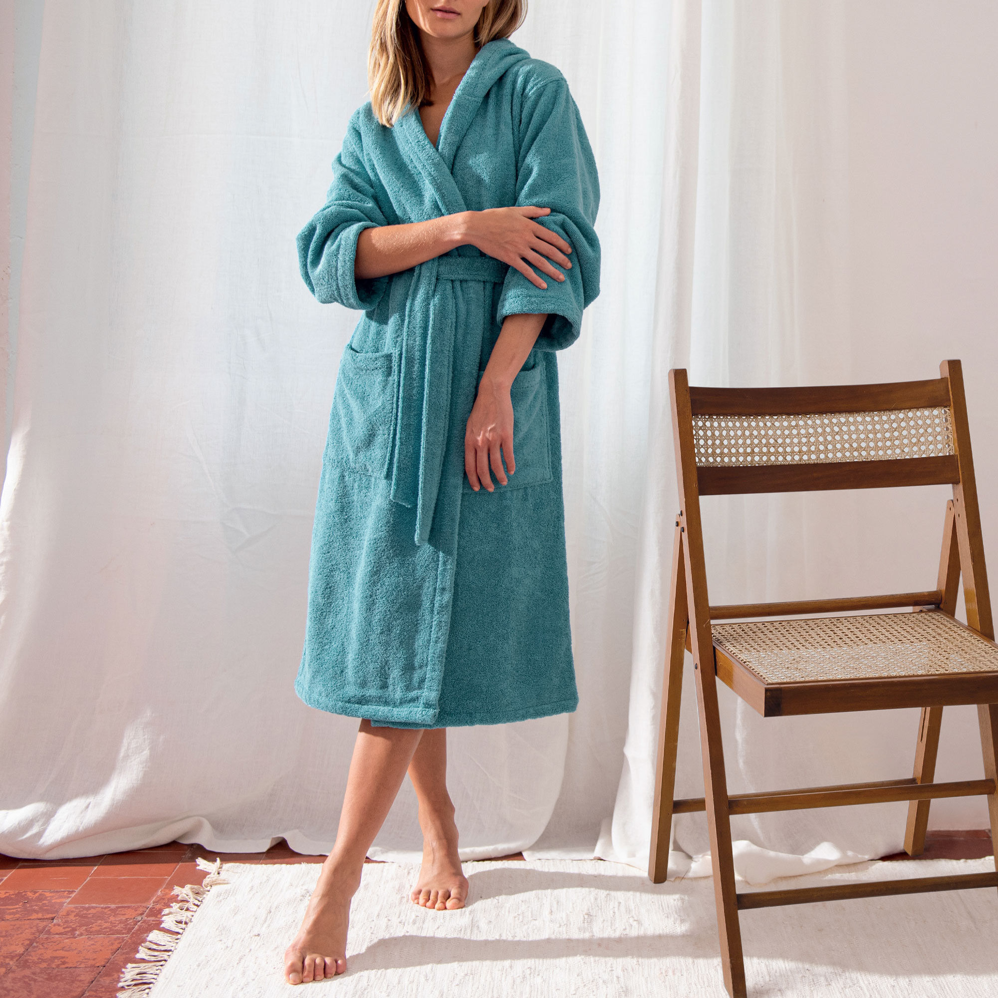 Peignoir femme bleu store