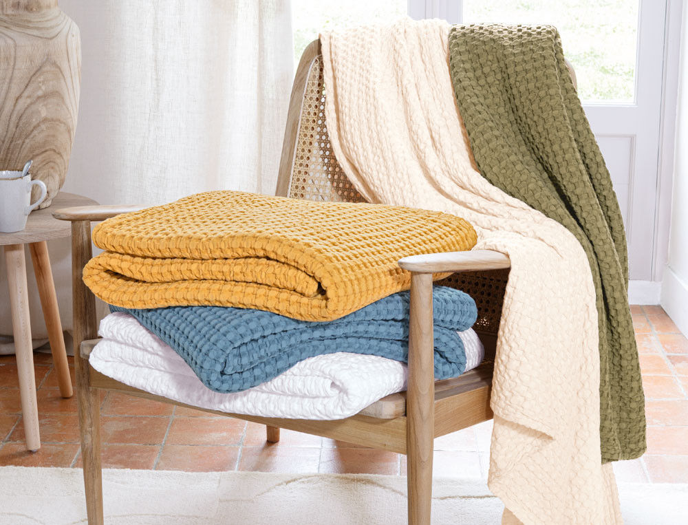 Plaid uni - 130x170 cm - Couleurs vitaminées - Curcuma - Linvosges