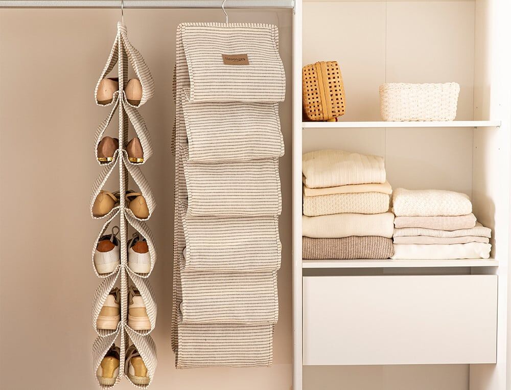Rangement chaussures à suspendre - 33x105 cm - À vos placards - Naturel - Linvosges