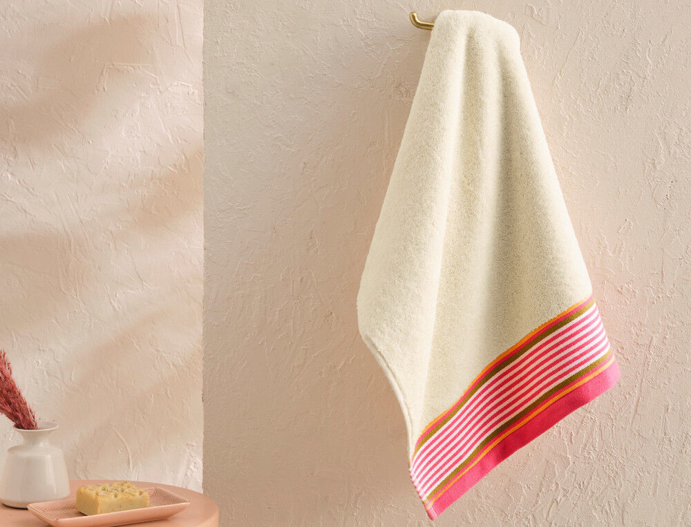 Serviette de bain - 50x100 cm - Maison basque - Ivoire - Linvosges