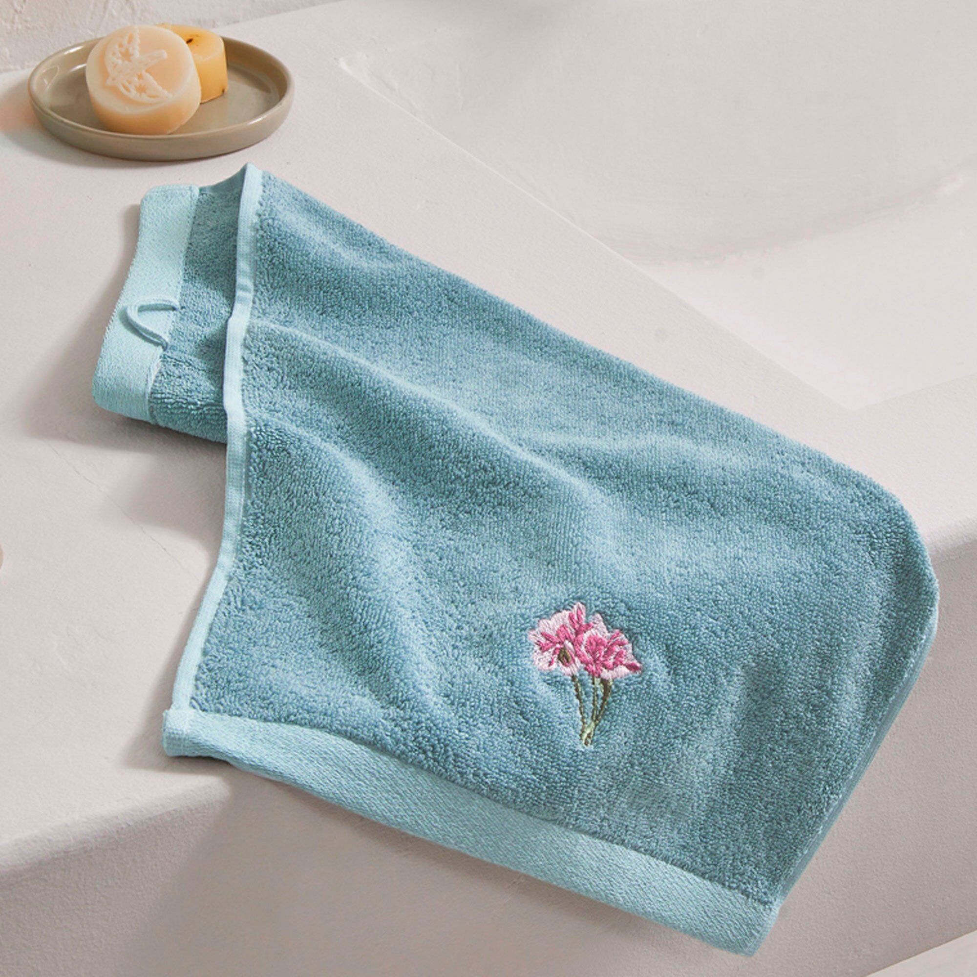 Serviette invité - 30x50 cm - Florescence - Bleu - Linvosges