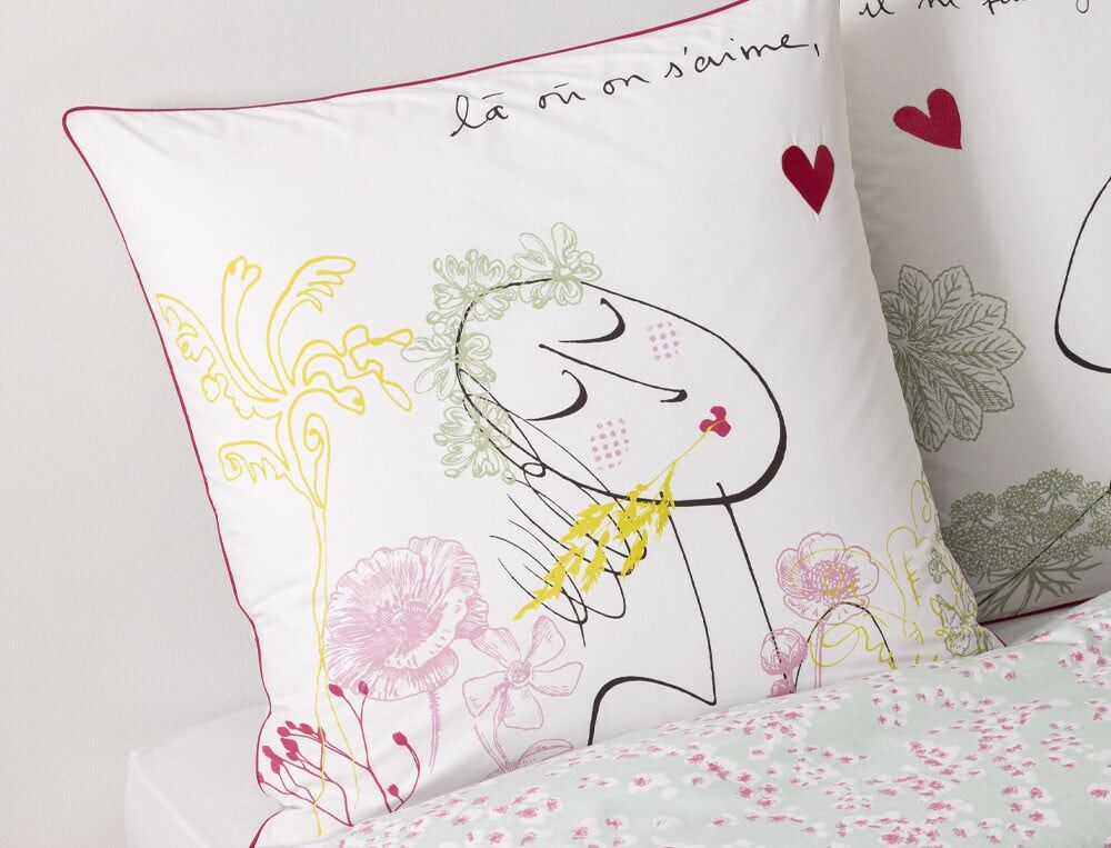 Taie d'oreiller visage femme - 65x65 cm - Le linge amoureux - Coloris Unique - Linvosges