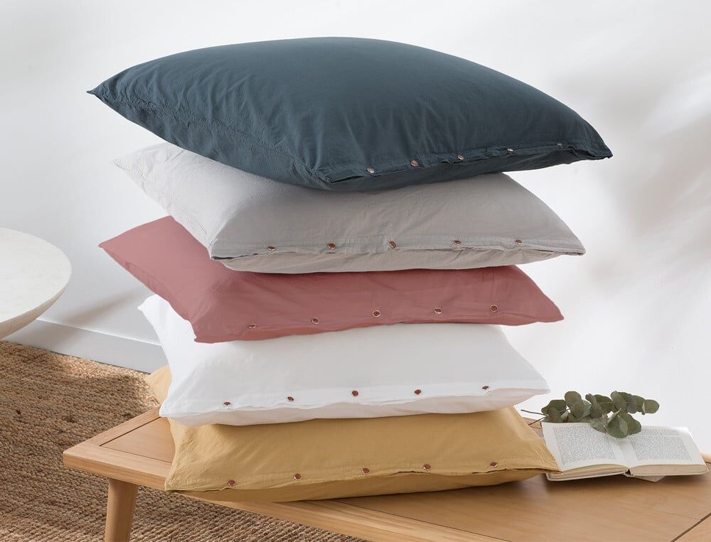 Taie d'oreiller carrée - 65x65 cm - Percale lavée - Camel - Linvosges