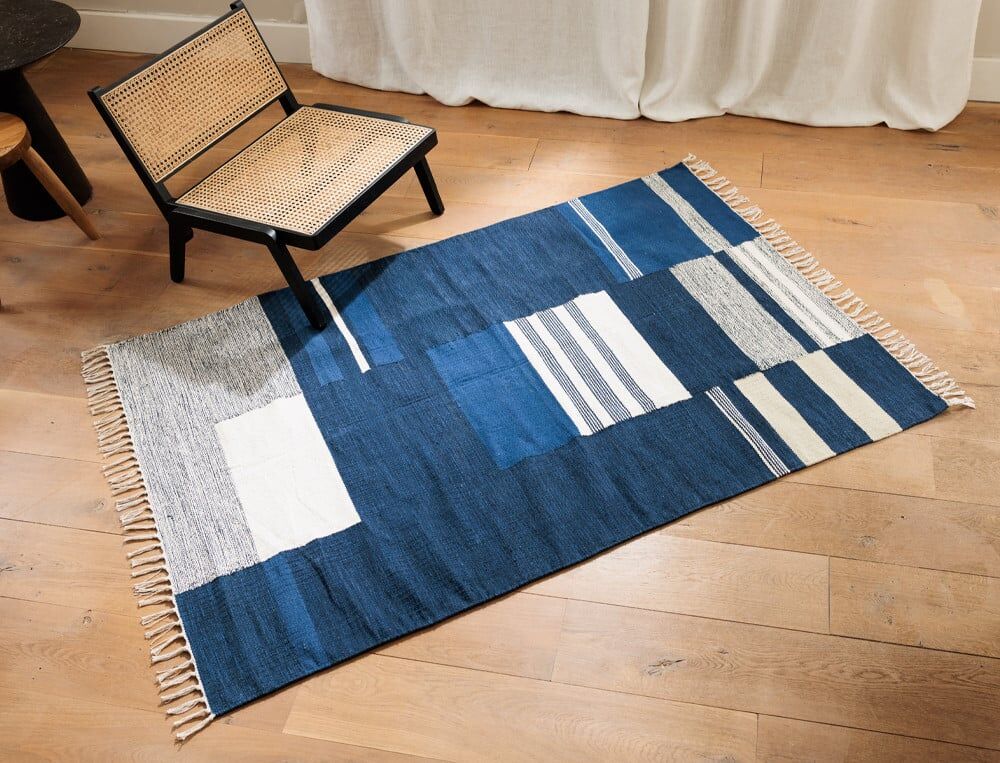 Tapis - 120x180 cm - Bleu Indigo - Coloris Unique - Linvosges
