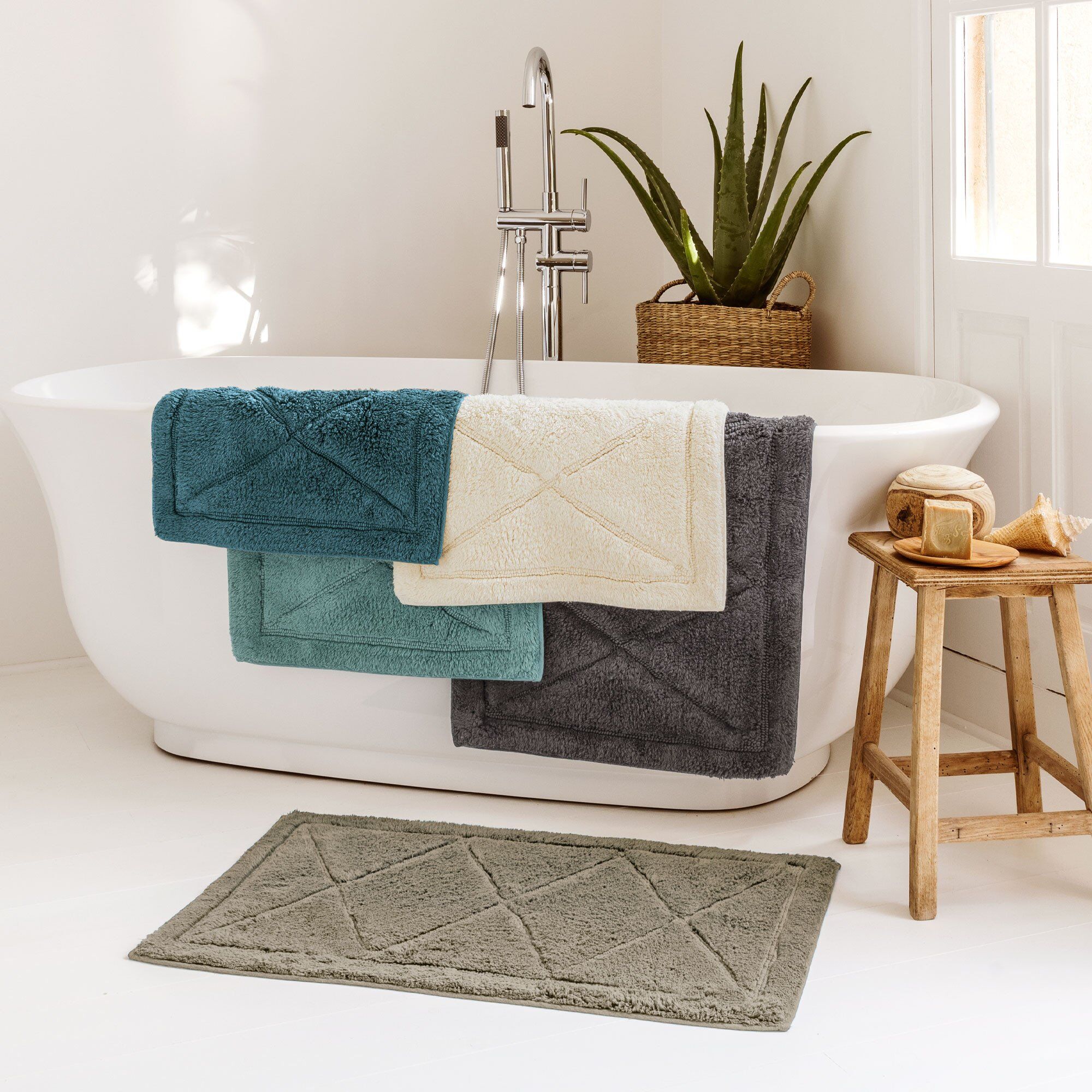 Tapis de bain - 70x140 cm - Mineral - Taupe - Linvosges